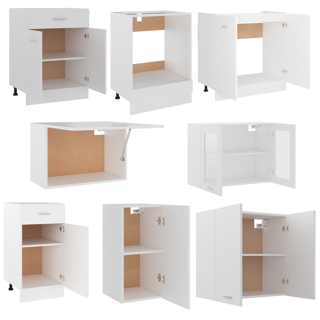 vidaXL Set dulapuri de bucătărie, 8 piese, alb, PAL