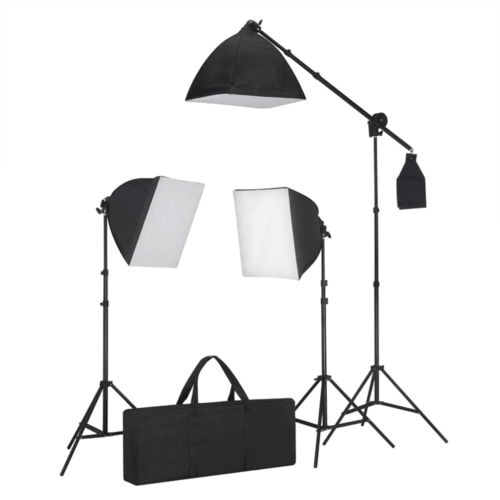 vidaXL Kit studio foto cu lumini softbox, fundal și reflector