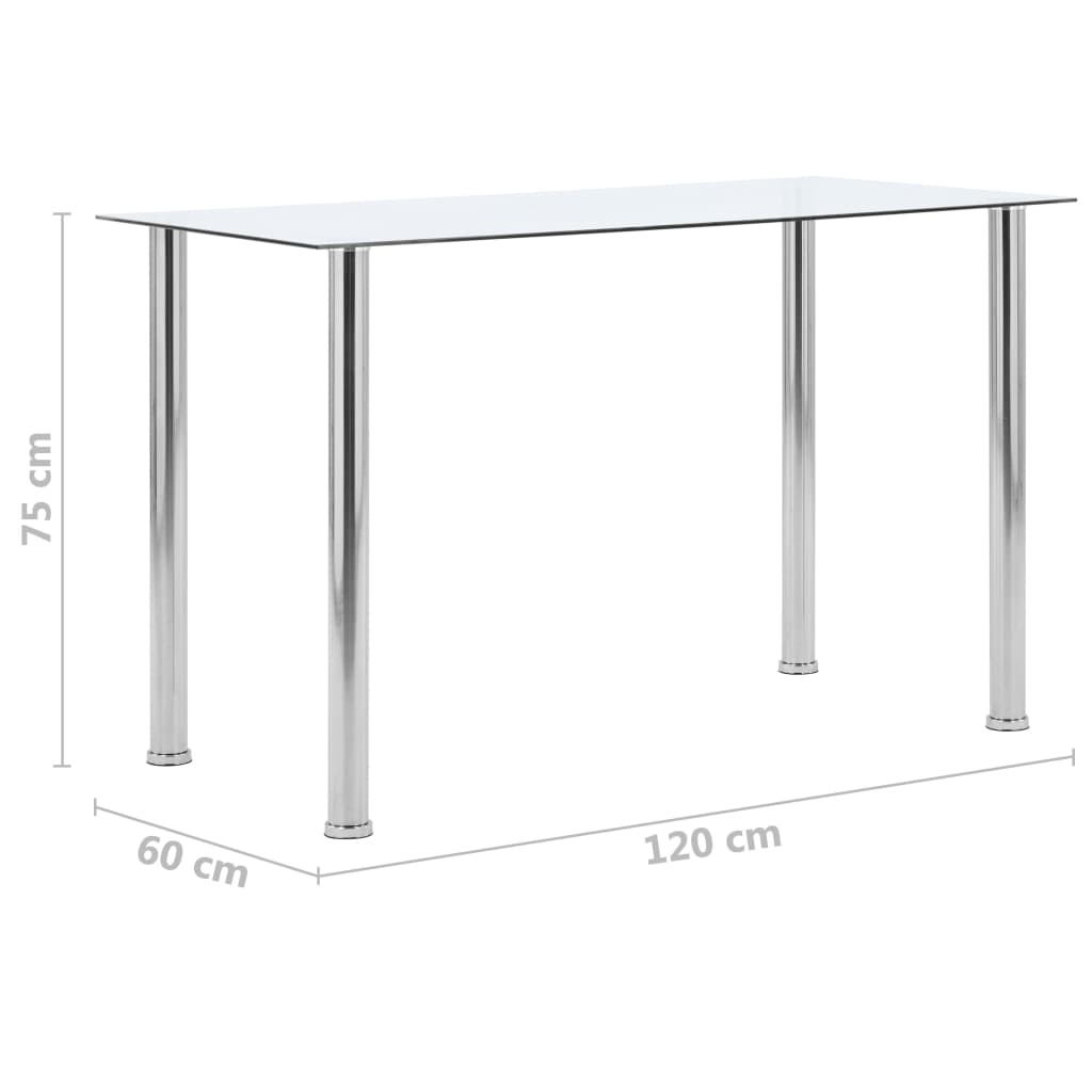 vidaXL Masă de bucătărie, transparent, 120x60x75 cm, sticlă securizată