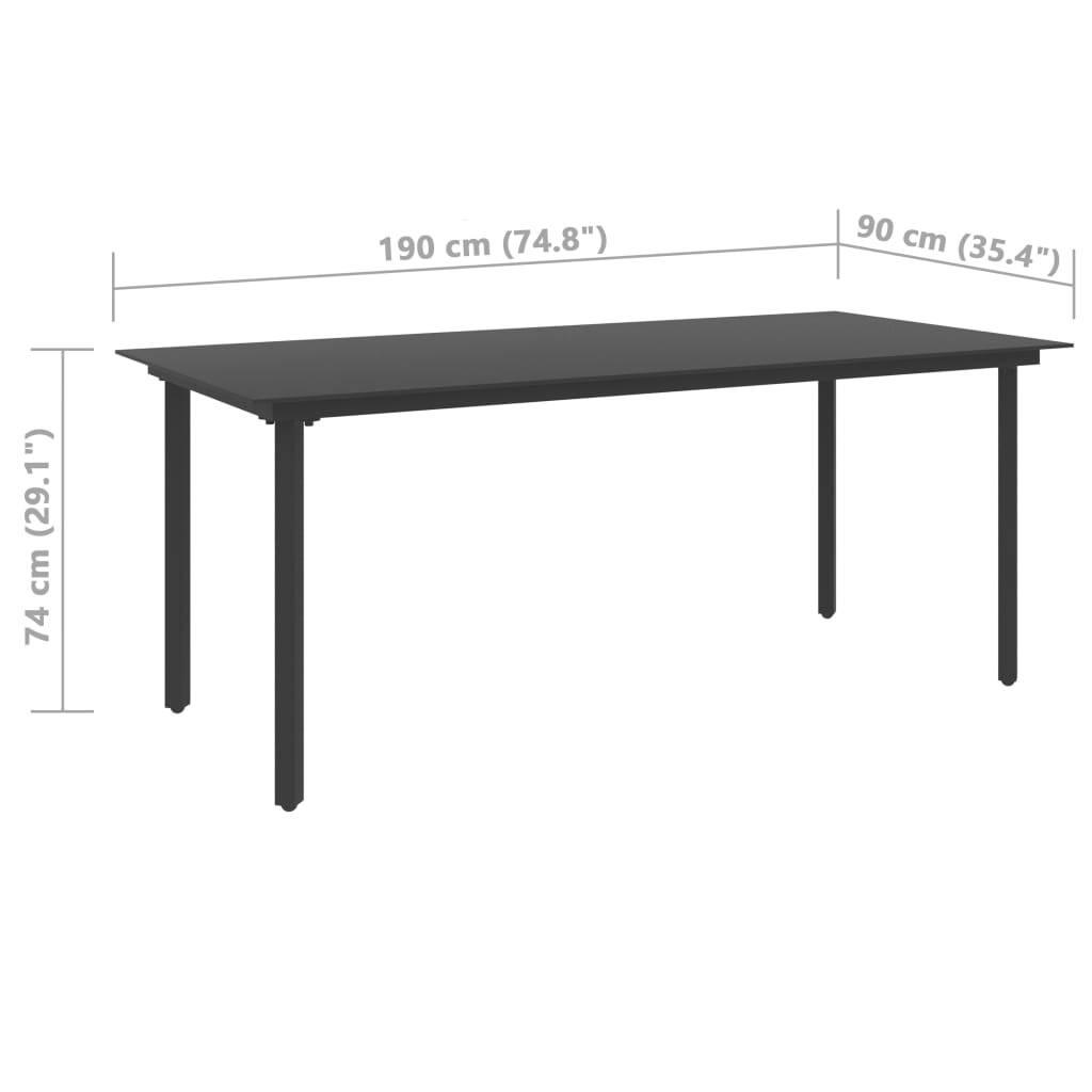vidaXL Set mobilier de masă pentru grădină, 9 piese, negru, ratan PVC