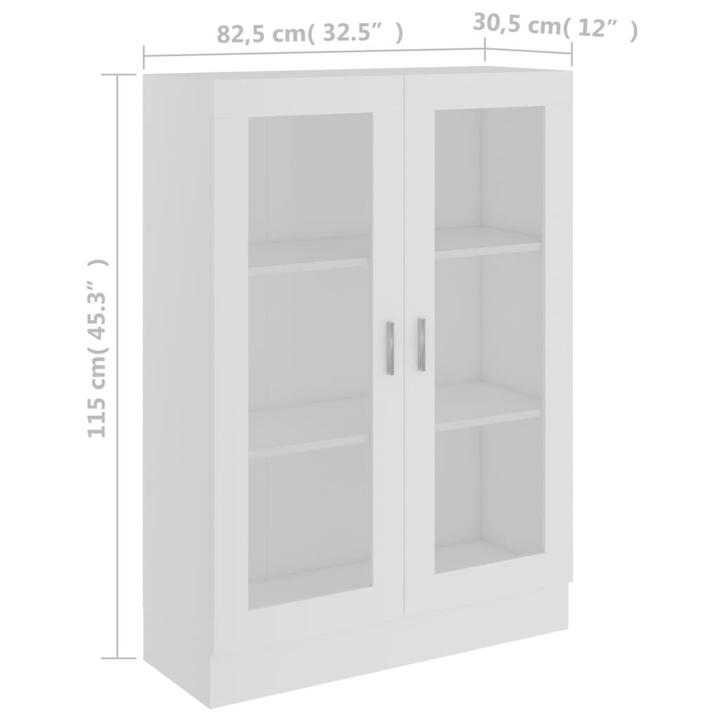 vidaXL Dulap cu vitrină, alb, 82,5 x 30,5 x 115 cm, PAL