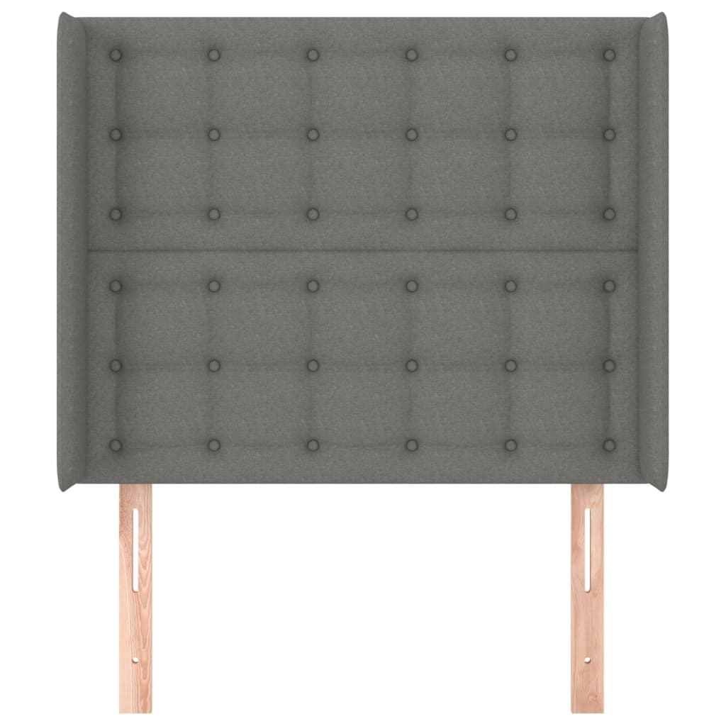 vidaXL Tăblie de pat cu aripioare gri închis 83x16x118/128 cm textil