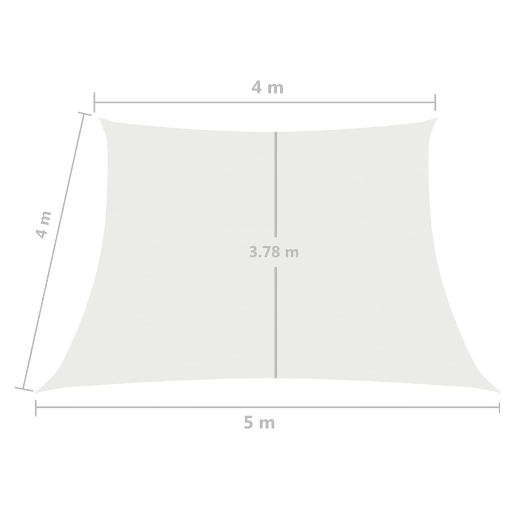 vidaXL Pânză parasolar, alb, 4/5x4 m, HDPE, 160 g/m²