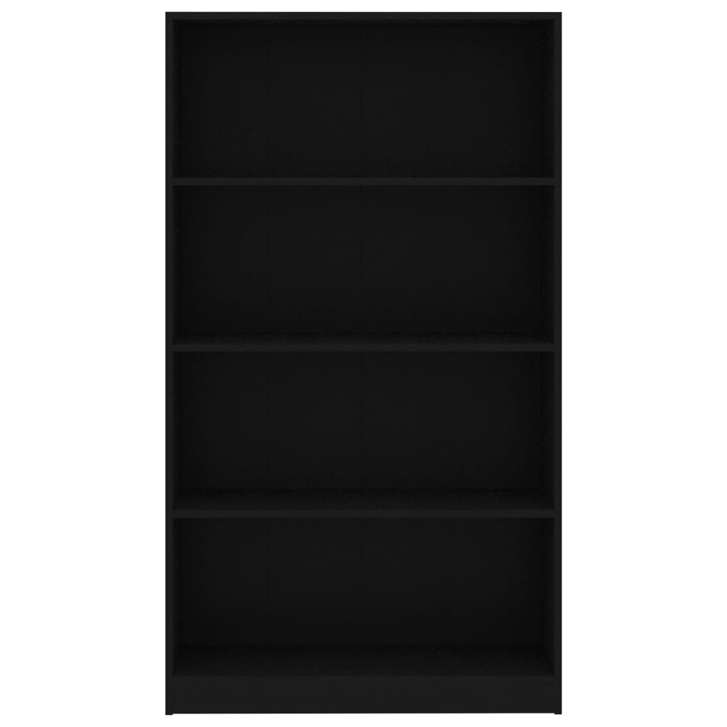 vidaXL Bibliotecă cu 4 rafturi, negru, 80x24x142 cm, PAL