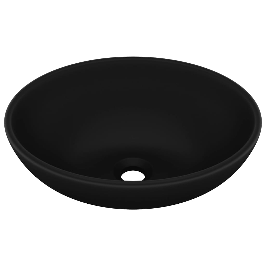 vidaXL Chiuvetă de lux, negru mat, 40 x 33 cm, ceramică, formă ovală