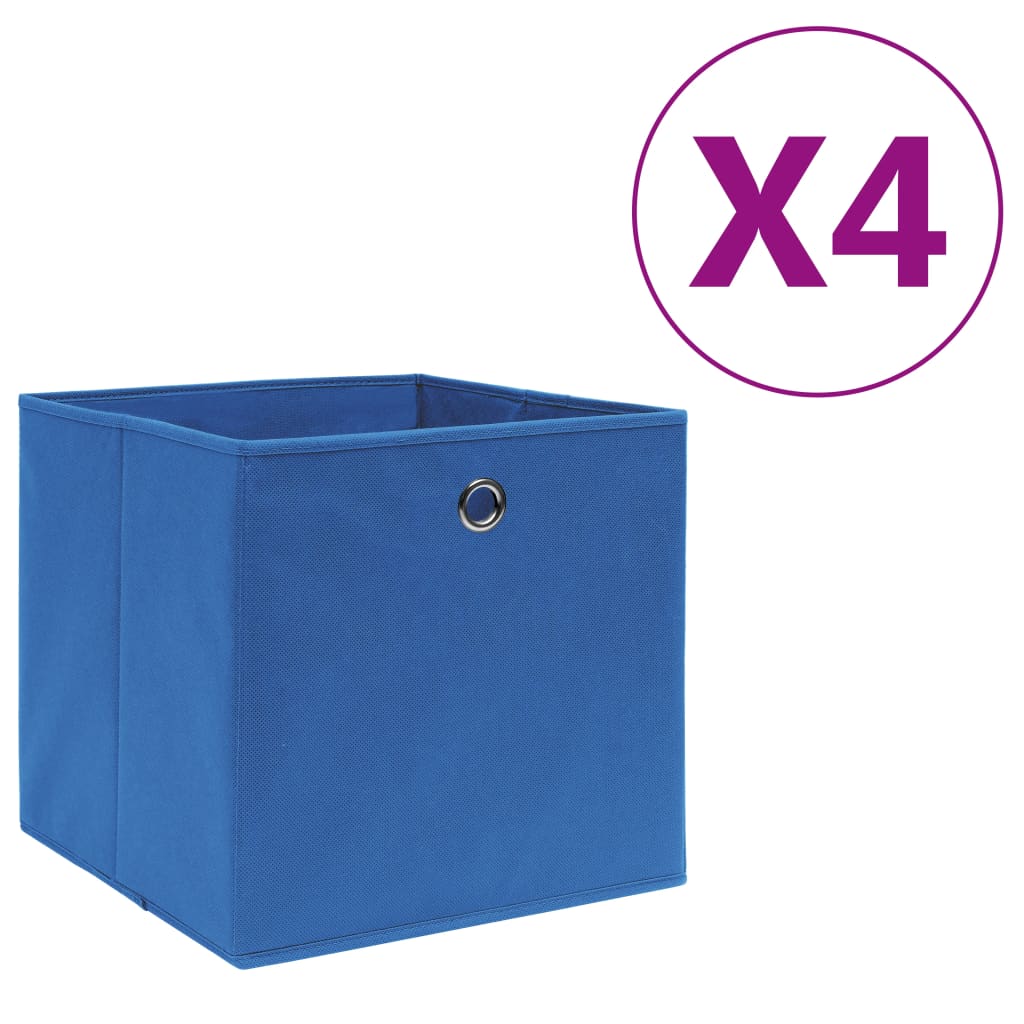 vidaXL Cutii depozitare, 4 buc., albastru, 28x28x28 cm, textil nețesut