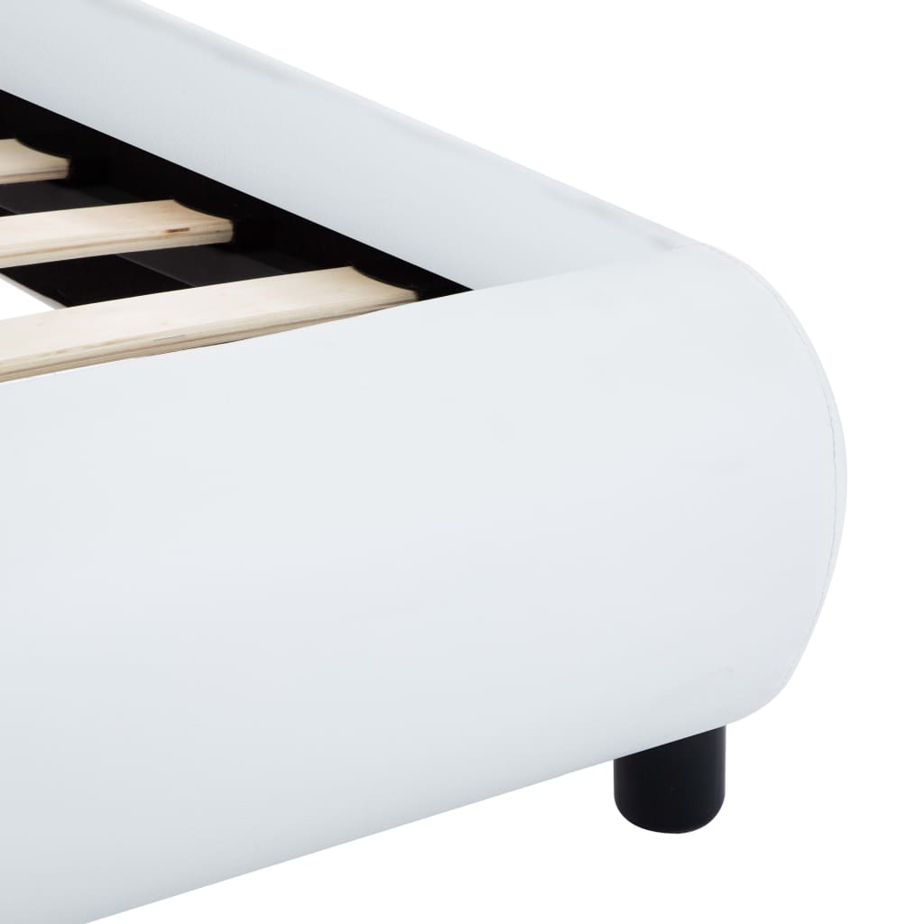 vidaXL Cadru de pat cu LED, alb, 160 x 200 cm, piele ecologică
