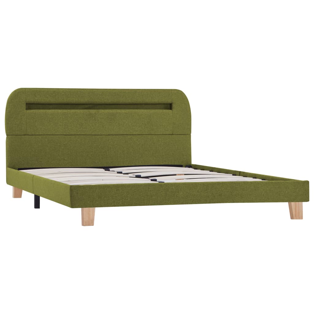 vidaXL Cadru de pat cu LED-uri, verde, 140 x 200 cm, material textil