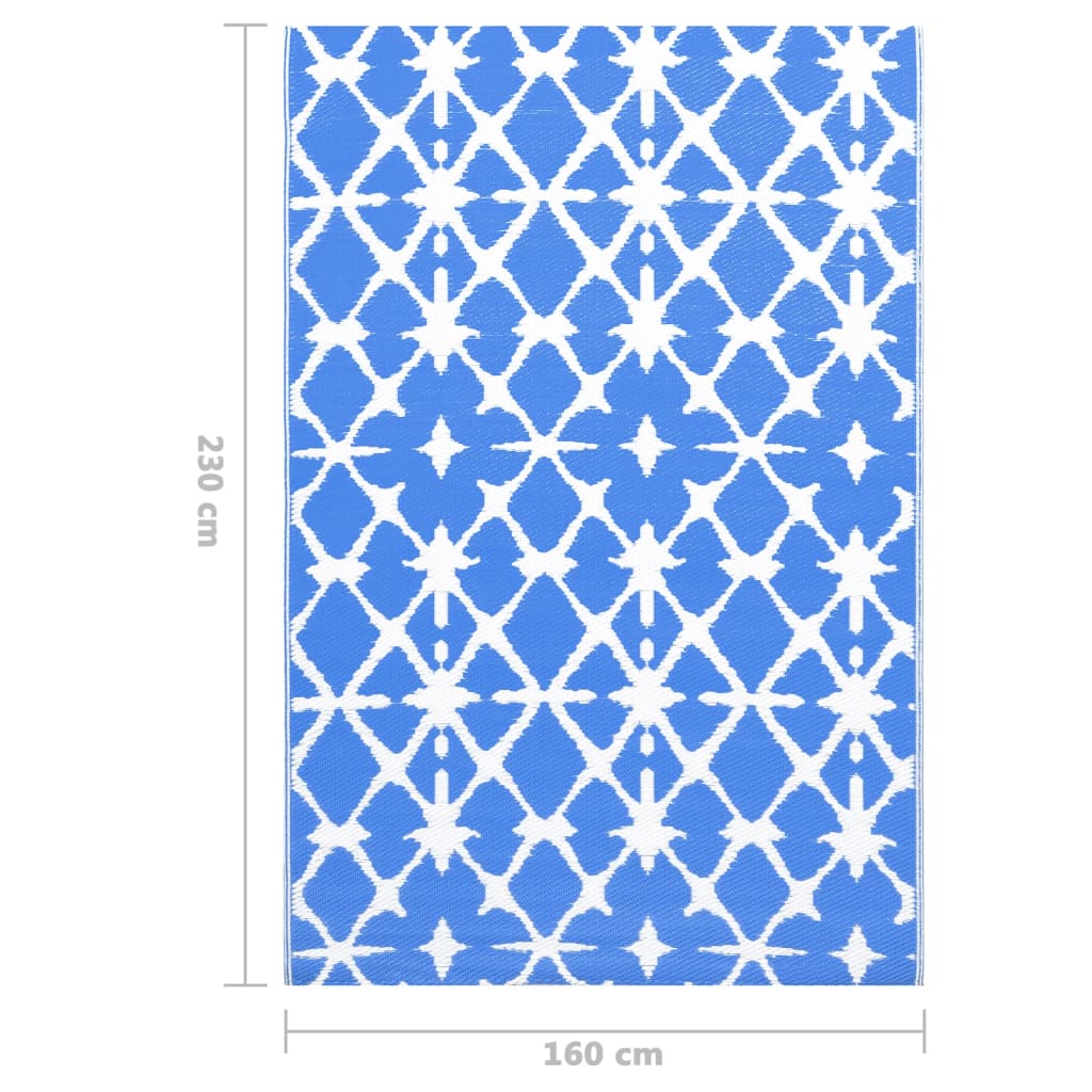 vidaXL Covor de exterior, albastru/alb, 160x230 cm, PP