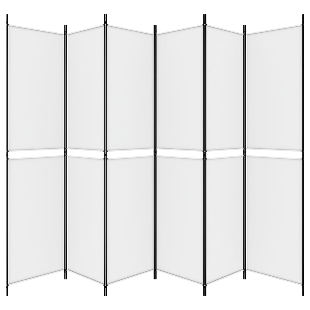 vidaXL Paravan de cameră cu 6 panouri, alb, 300x220 cm, textil