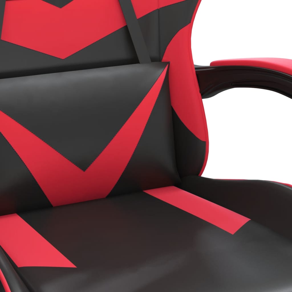vidaXL Scaun de gaming cu suport picioare, negru/roșu, piele ecologică