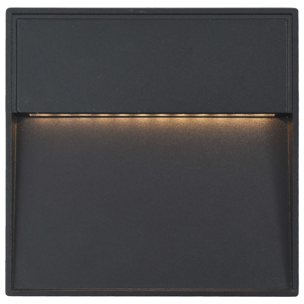 vidaXL Lămpi de perete LED de exterior, 2 buc., negru, 3 W, pătrat