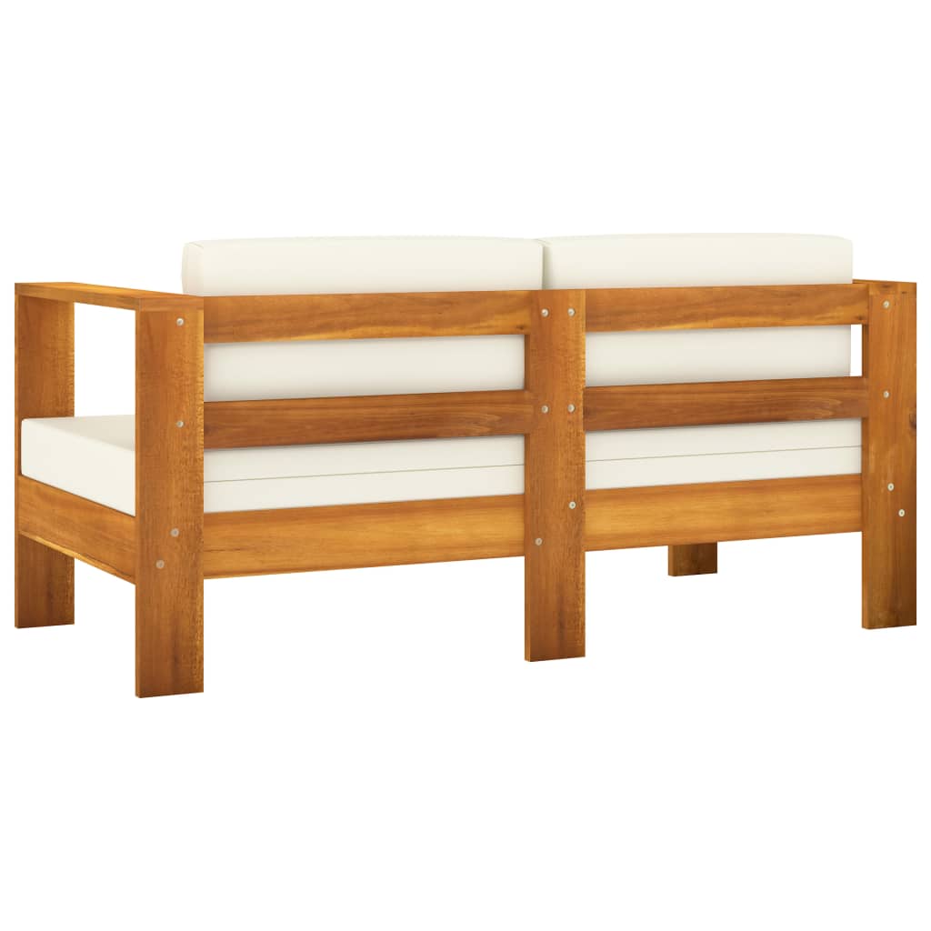 vidaXL Set mobilier grădină perne alb/crem, 8 piese, lemn masiv acacia