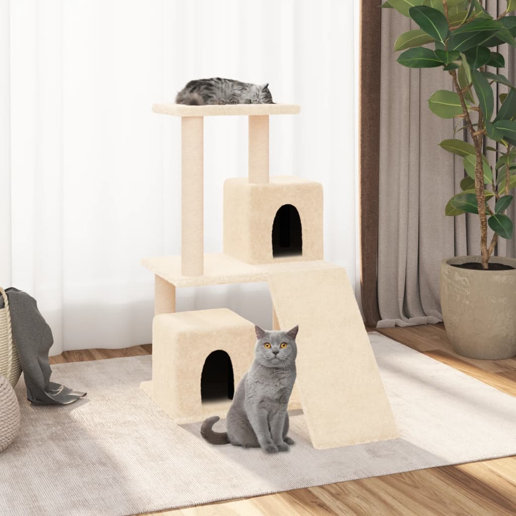 vidaXL Ansamblu de pisici cu stâlpi din funie de sisal, crem, 82 cm