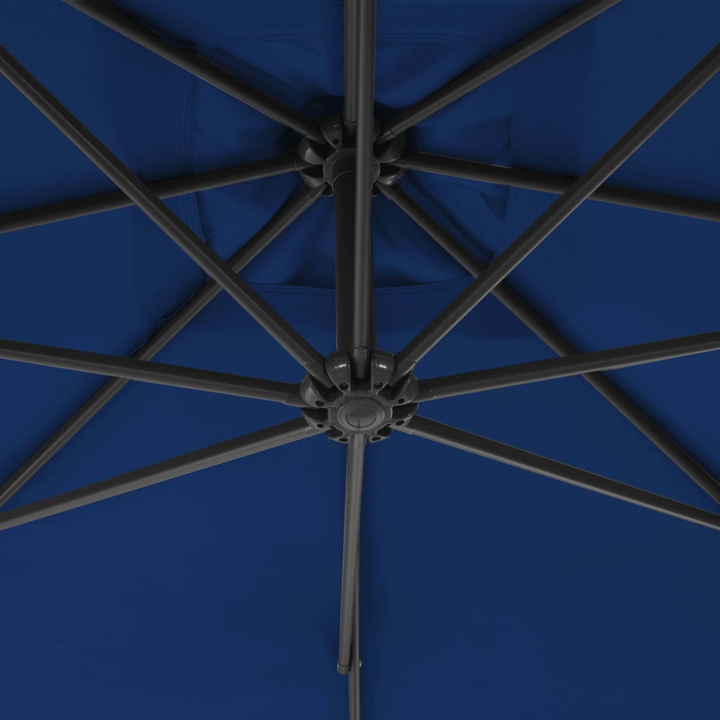 vidaXL Umbrelă suspendată cu stâlp din oțel, albastru azuriu, 300 cm