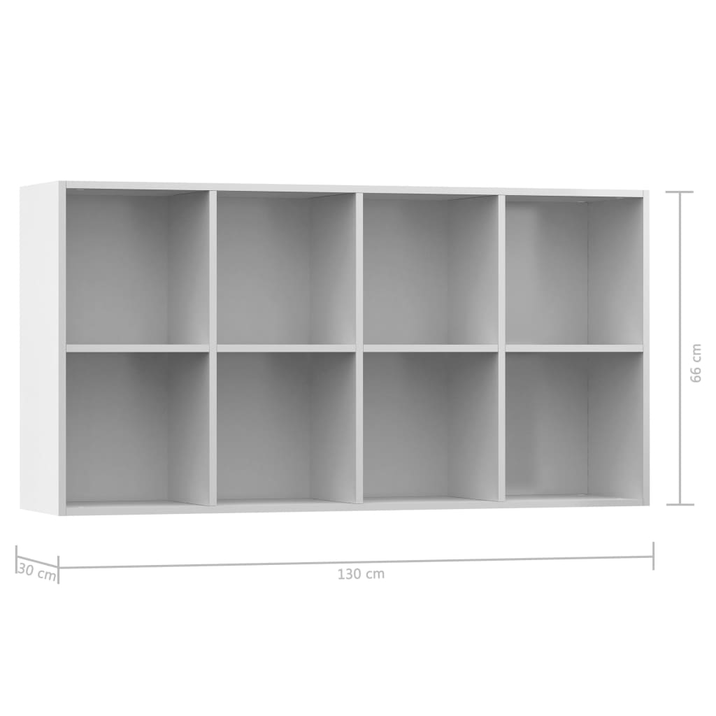 vidaXL Bibliotecă/Servantă, alb extralucios, 66x30x130 cm, PAL