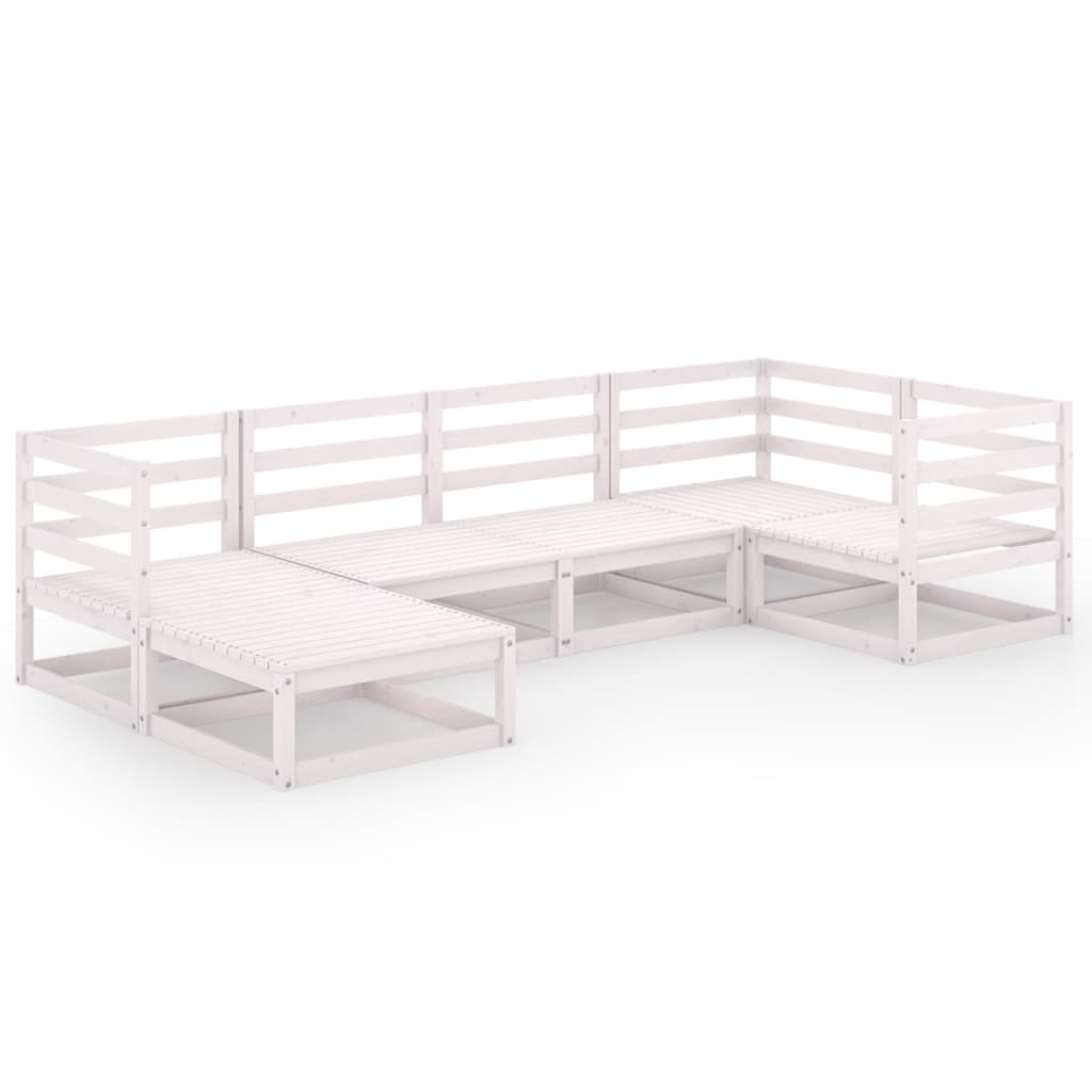 vidaXL Set mobilier de grădină, 6 piese, alb, lemn masiv de pin