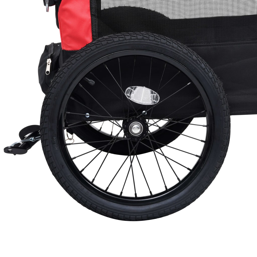 vidaXL Remorcă bicicletă & cărucior 2-în-1 pentru animale, roșu/negru