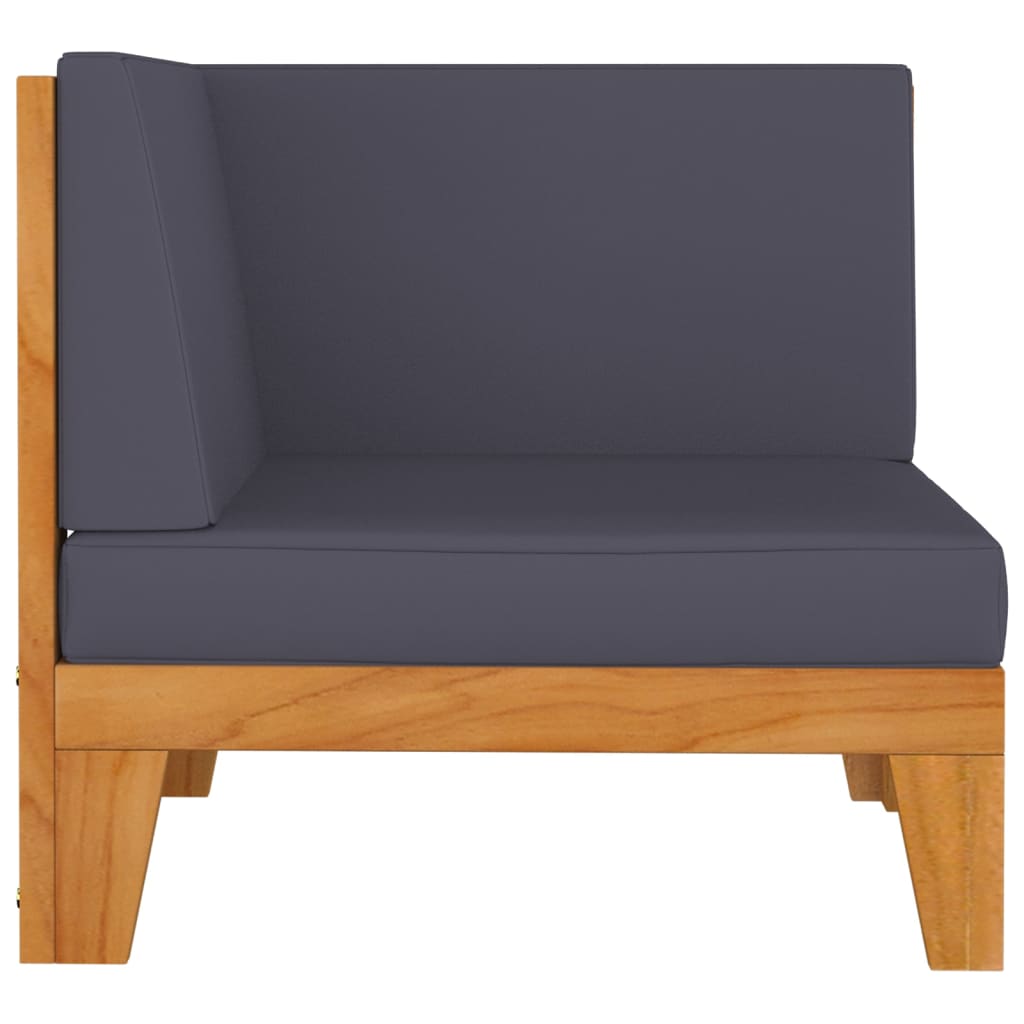 vidaXL Set canapea 2 locuri cu perne gri închis, lemn masiv acacia