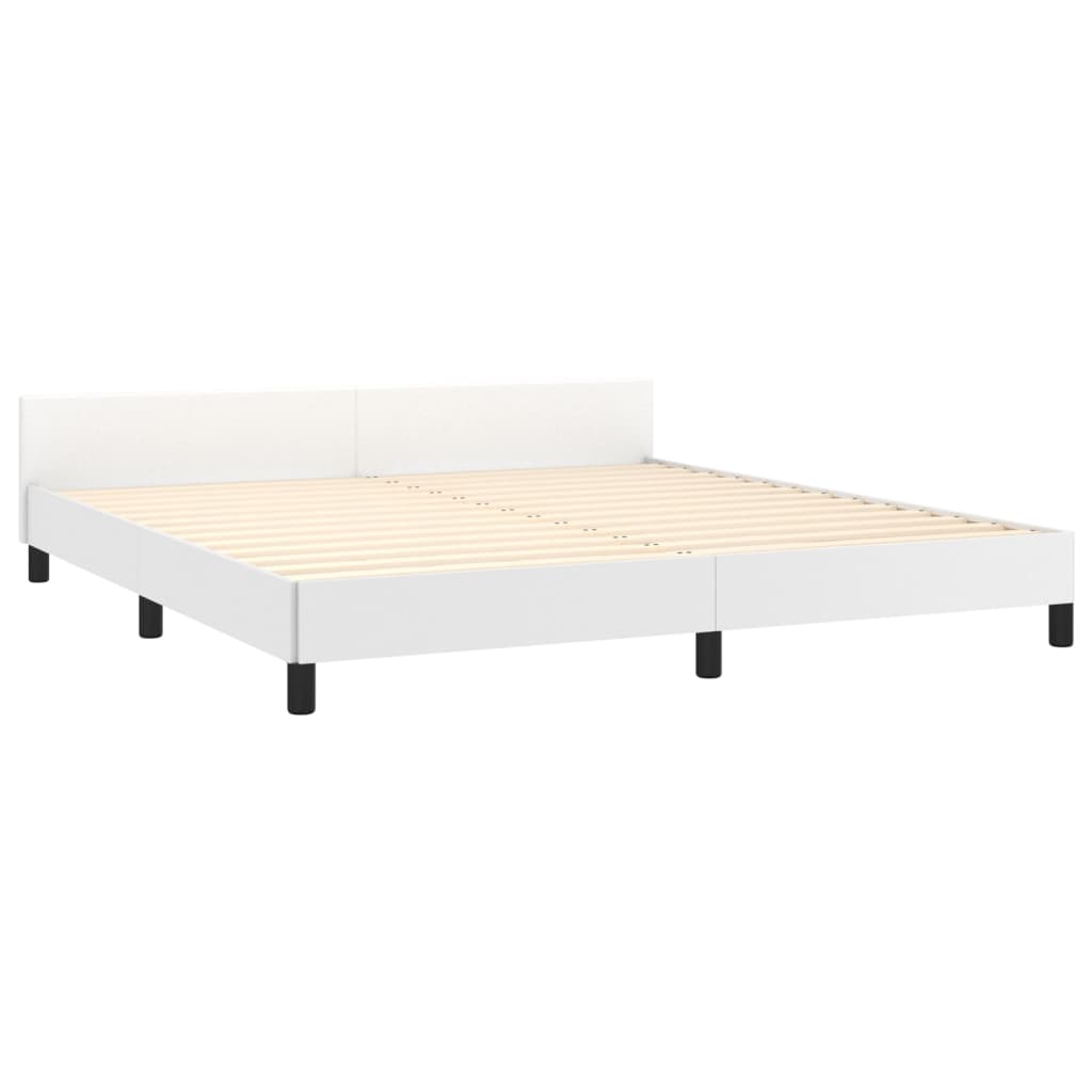 vidaXL Cadru de pat cu tăblie, alb, 160x200 cm, piele ecologică