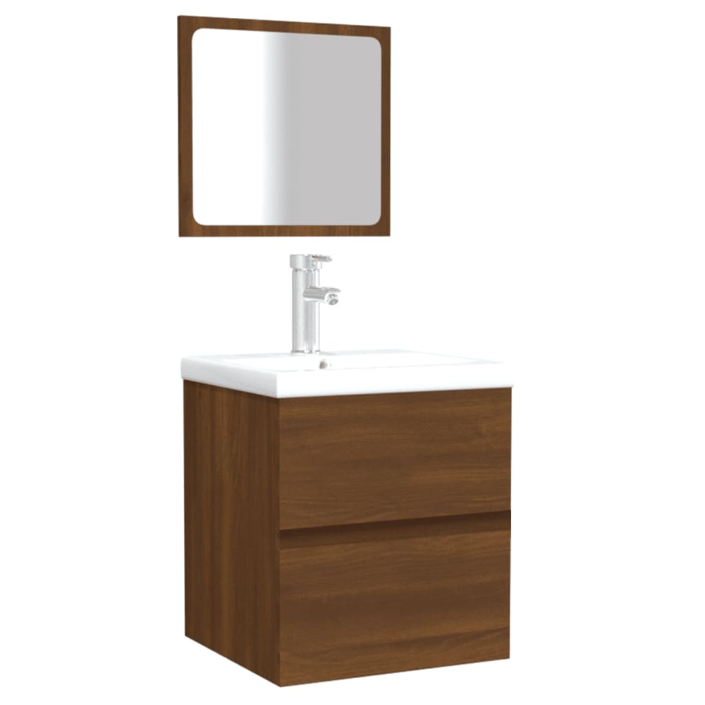 vidaXL Dulap de baie cu oglindă, stejar maro, lemn prelucrat