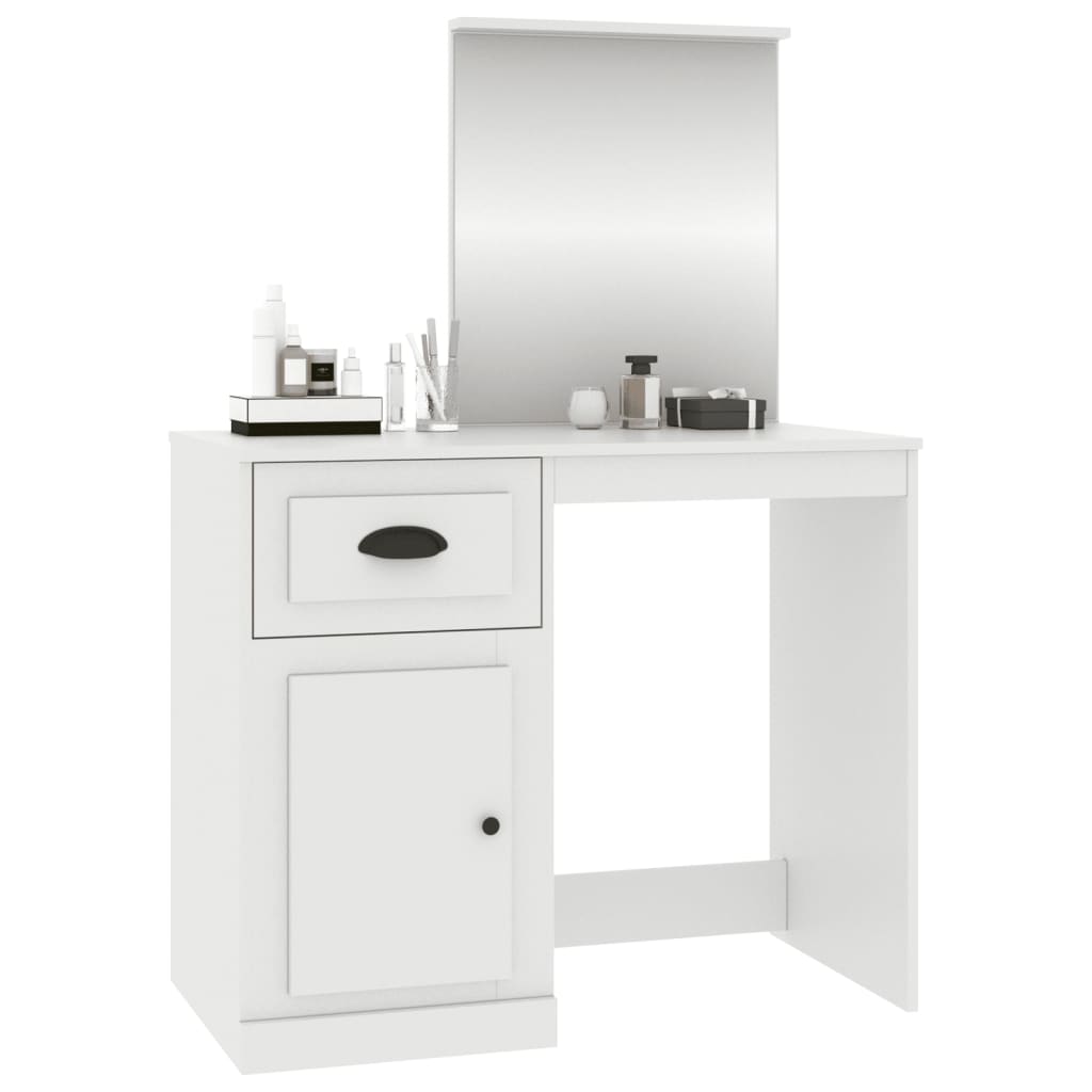 vidaXL Masă de toaletă cu oglindă, alb, 90x50x132,5 cm, lemn prelucrat