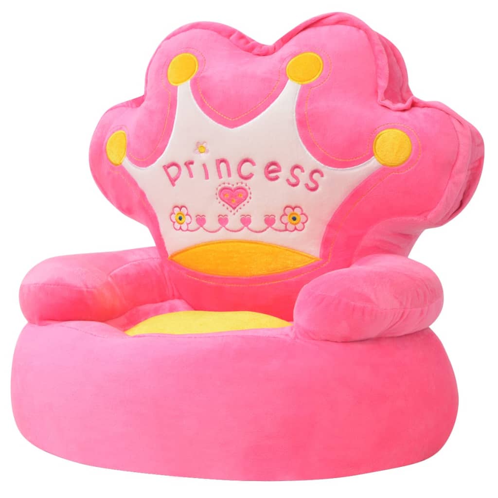 vidaXL Scaun din pluș pentru copii, Princess, roz