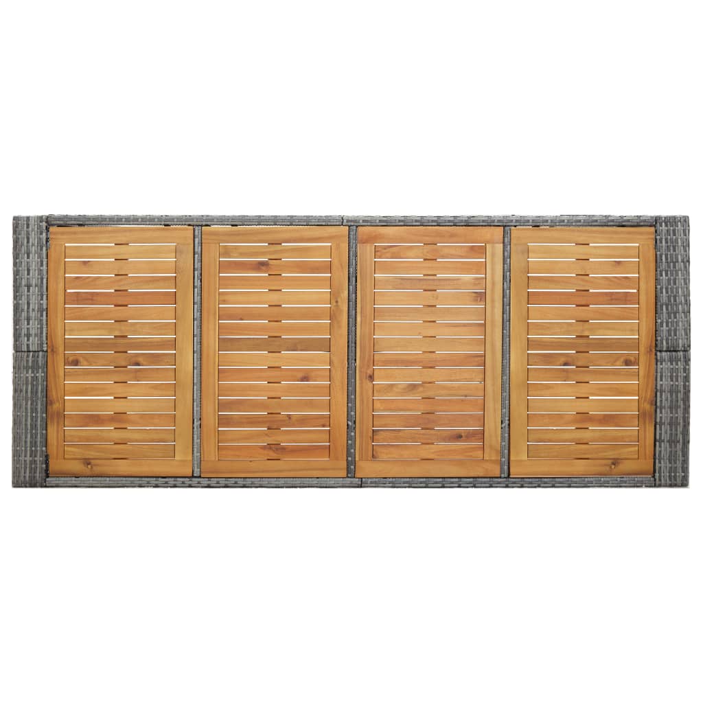 vidaXL Set mobilier bar exterior 9 piese gri poliratan și lemn acacia
