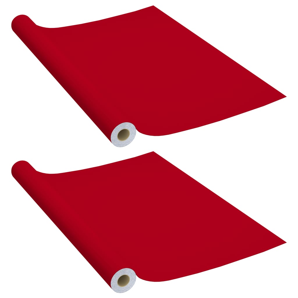vidaXL Folii de mobilier autoadezive, 2 buc., roșu, 500 x 90 cm, PVC