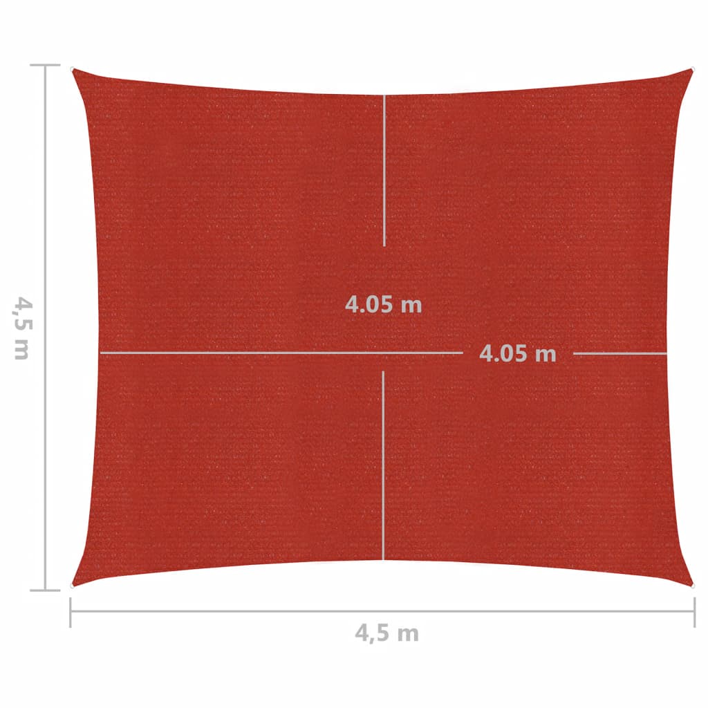 vidaXL Pânză parasolar, roșu, 4,5x4,5 m, HDPE, 160 g/m²