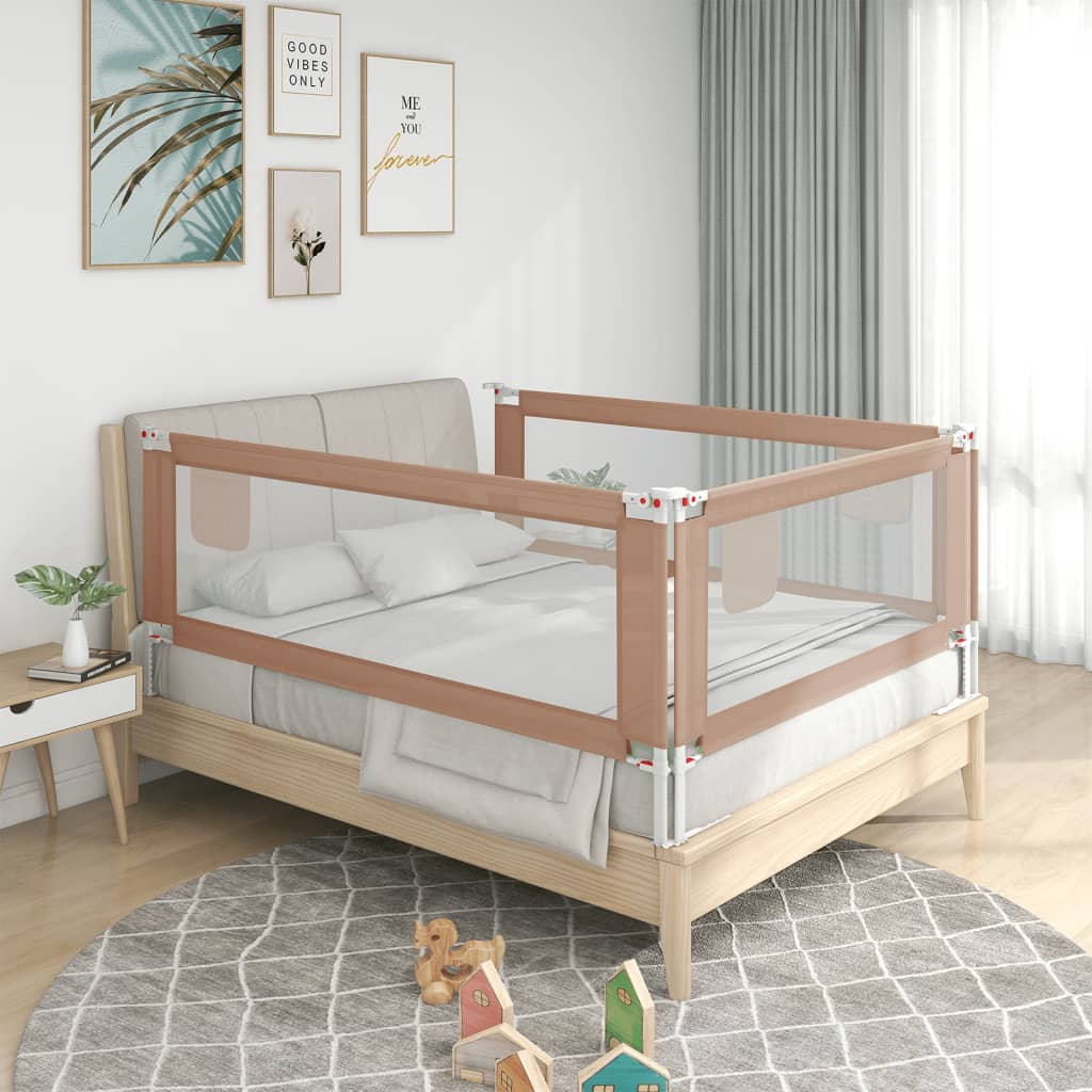 vidaXL Balustradă de protecție pat copii, gri taupe, 190x25 cm, textil