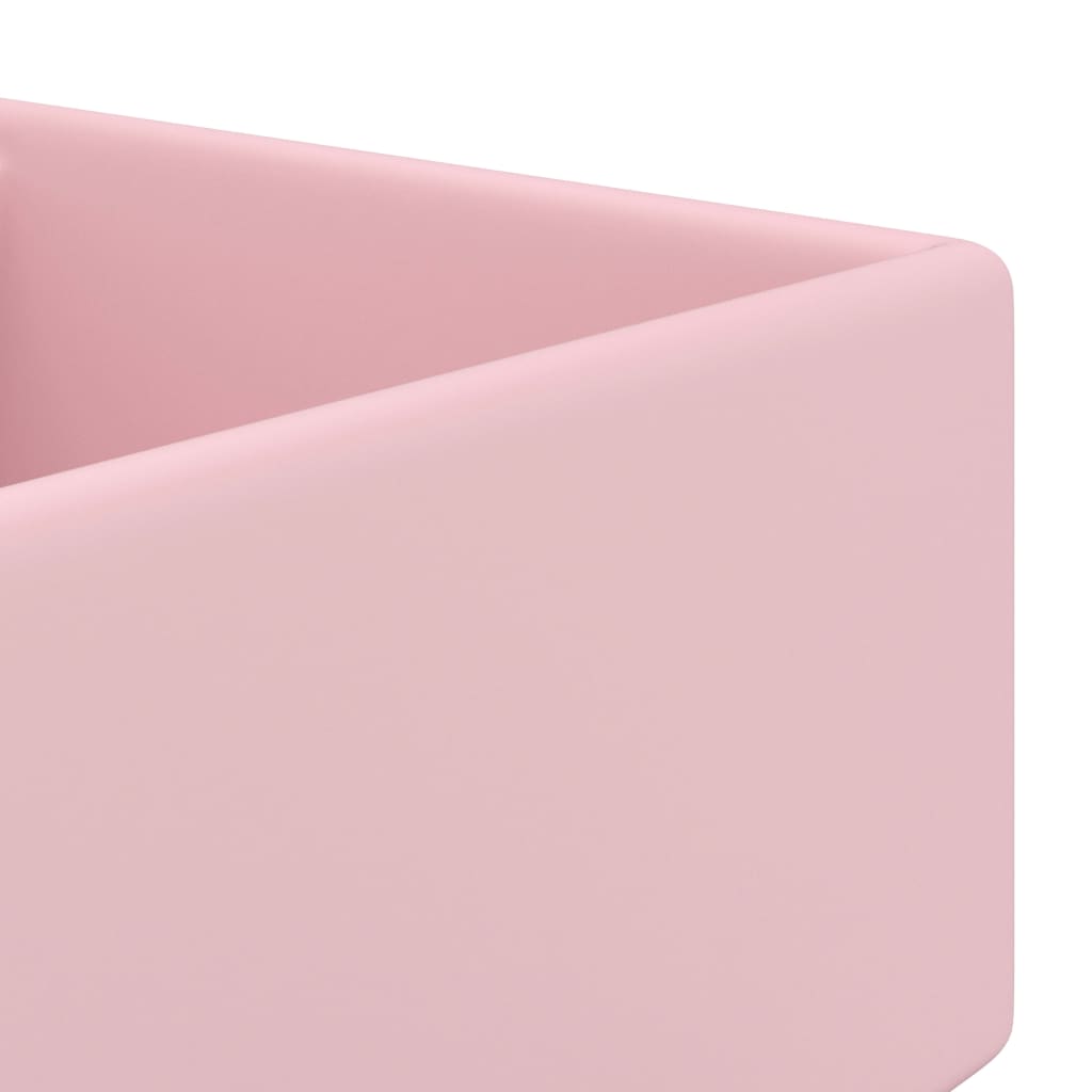vidaXL Chiuvetă lux cu preaplin, roz mat, 41x41 cm, ceramică, pătrat