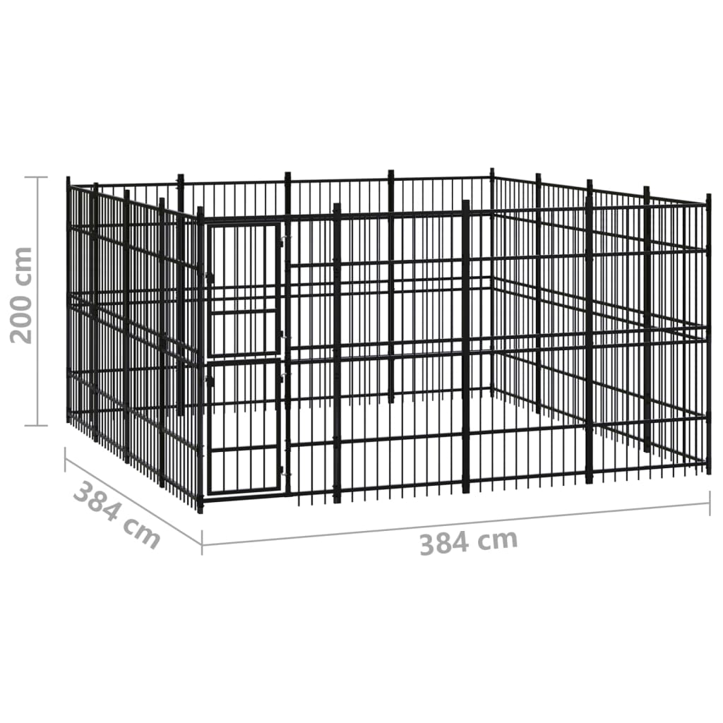 vidaXL Padoc pentru câini de exterior, 14,75 m², oțel
