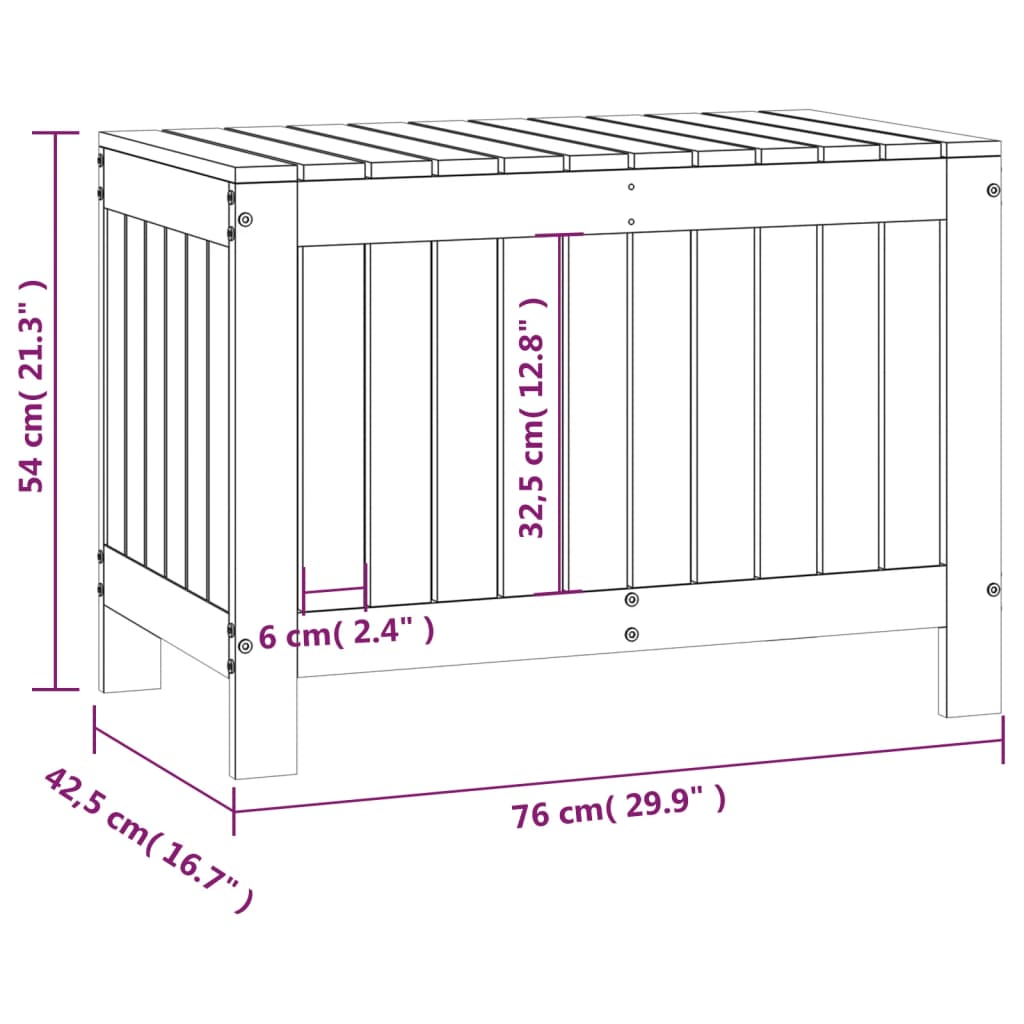 vidaXL Cutie de depozitare grădină, alb, 76x42,5x54 cm, lemn masiv pin