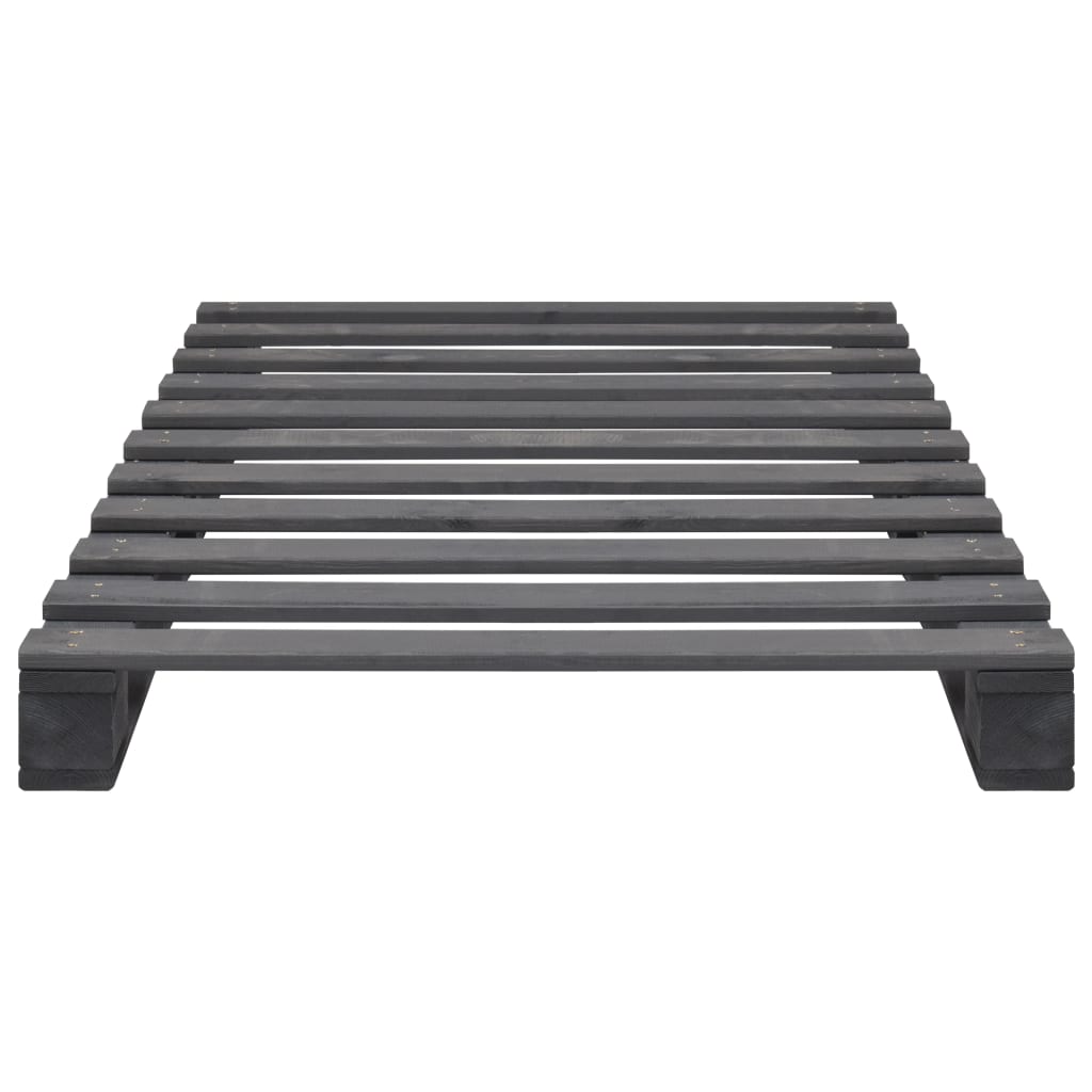 vidaXL Cadru de pat din paleți, gri, 100 x 200 cm, lemn masiv de pin