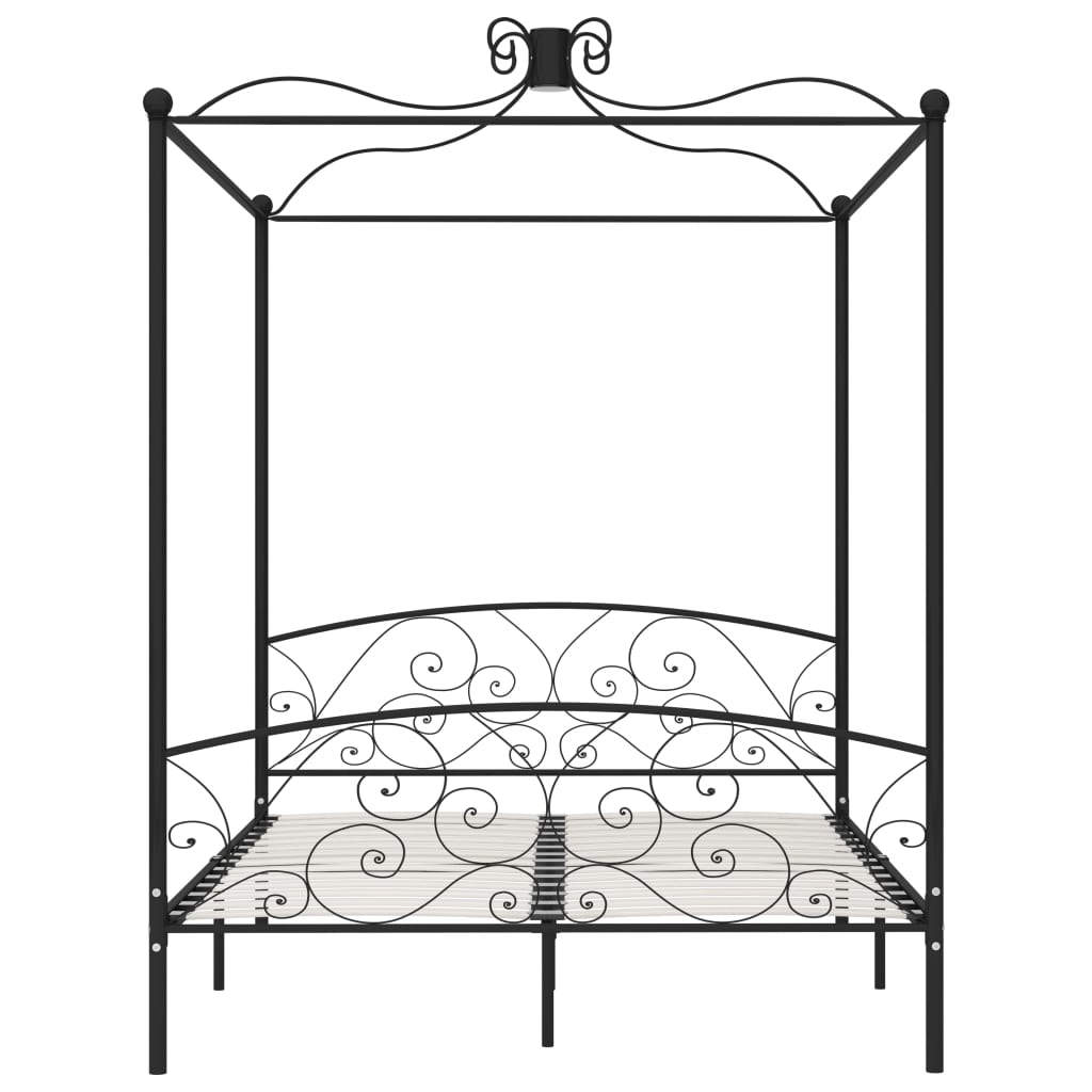 vidaXL Cadru de pat cu baldachin, negru, 180 x 200 cm, metal