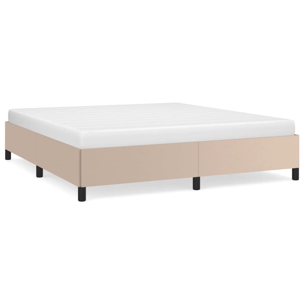 vidaXL Cadru de pat, cappuccino, 160x200 cm, piele ecologică