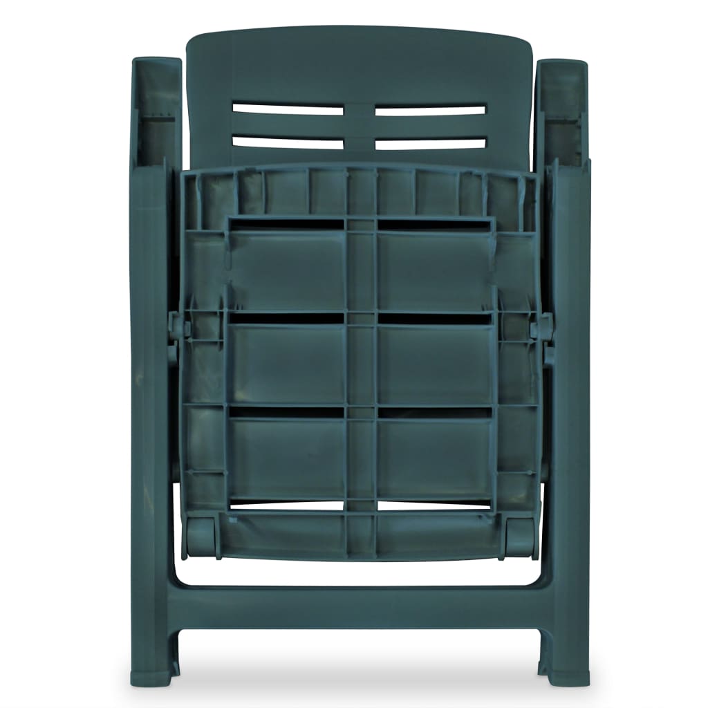 vidaXL Set mobilier de exterior, 7 piese, verde, plastic