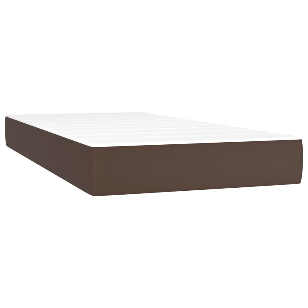 vidaXL Saltea de pat cu arcuri, maro, 80x200x20 cm, piele ecologică