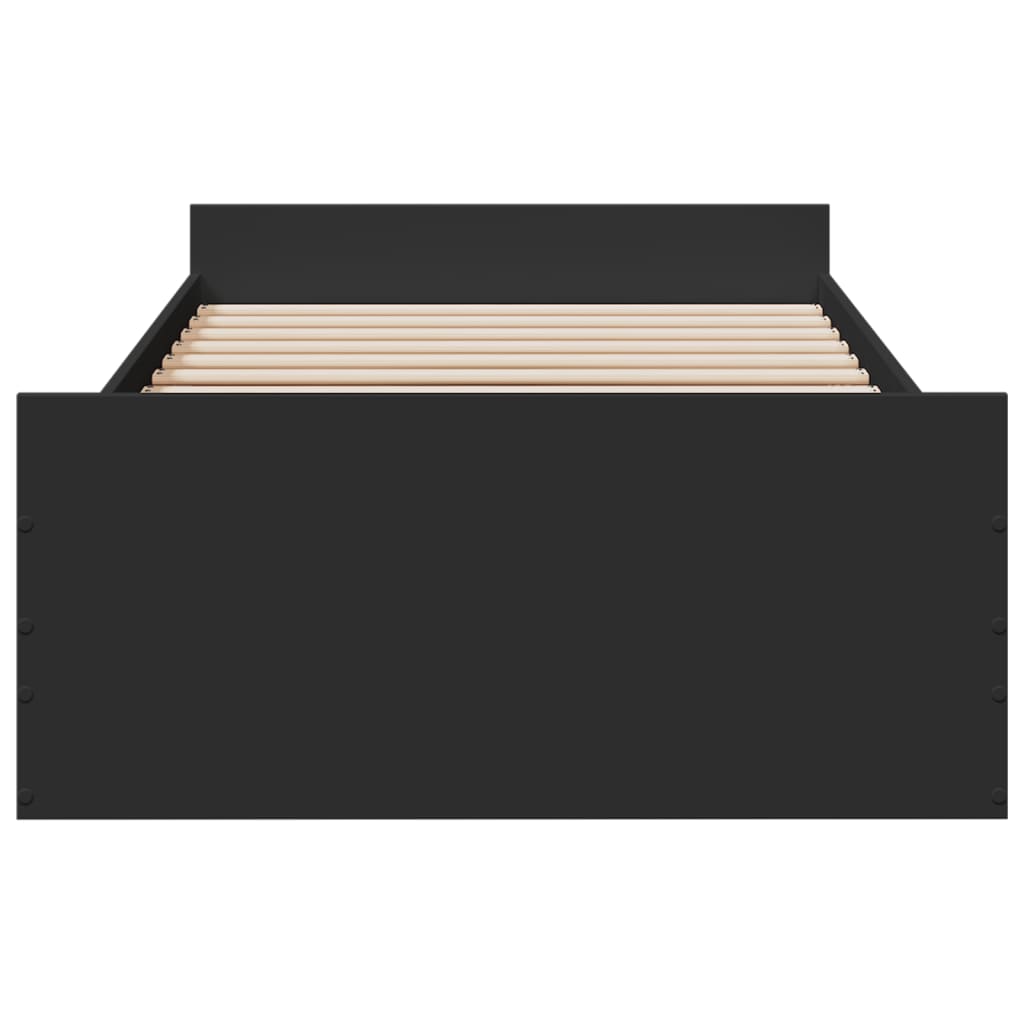 vidaXL Cadru de pat cu sertare, negru, 100x200 cm, lemn prelucrat