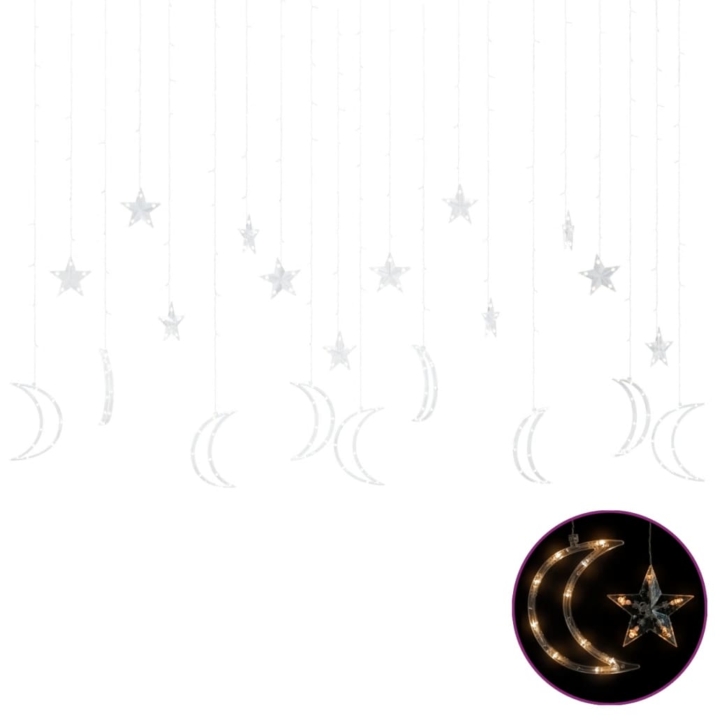 vidaXL Lumini lună și stele, 345 LED-uri, alb cald, cu telecomandă