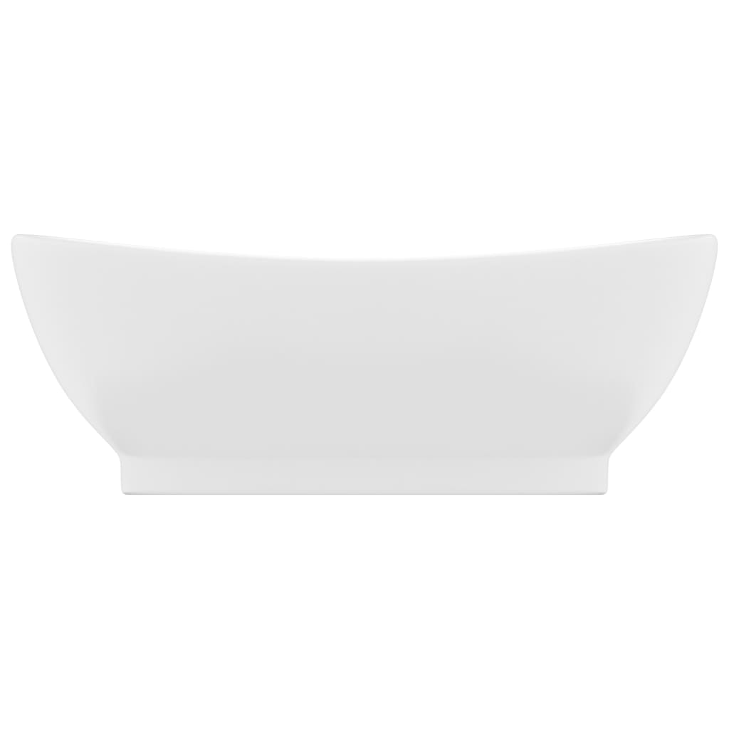 vidaXL Chiuvetă lux cu preaplin, alb mat, 58,5x39 cm ceramică, oval