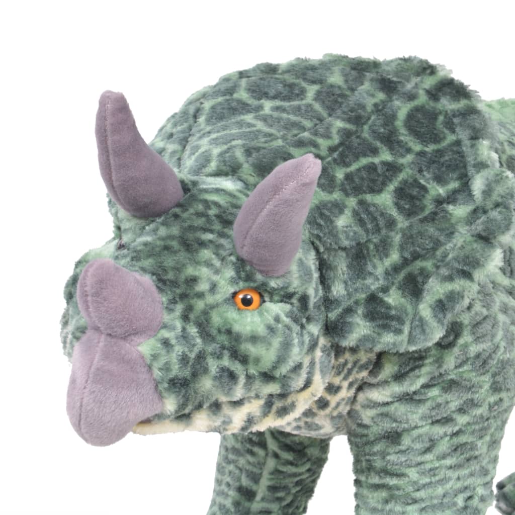vidaXL Jucărie din pluș dinozaur Triceratops în picioare, verde, XXL