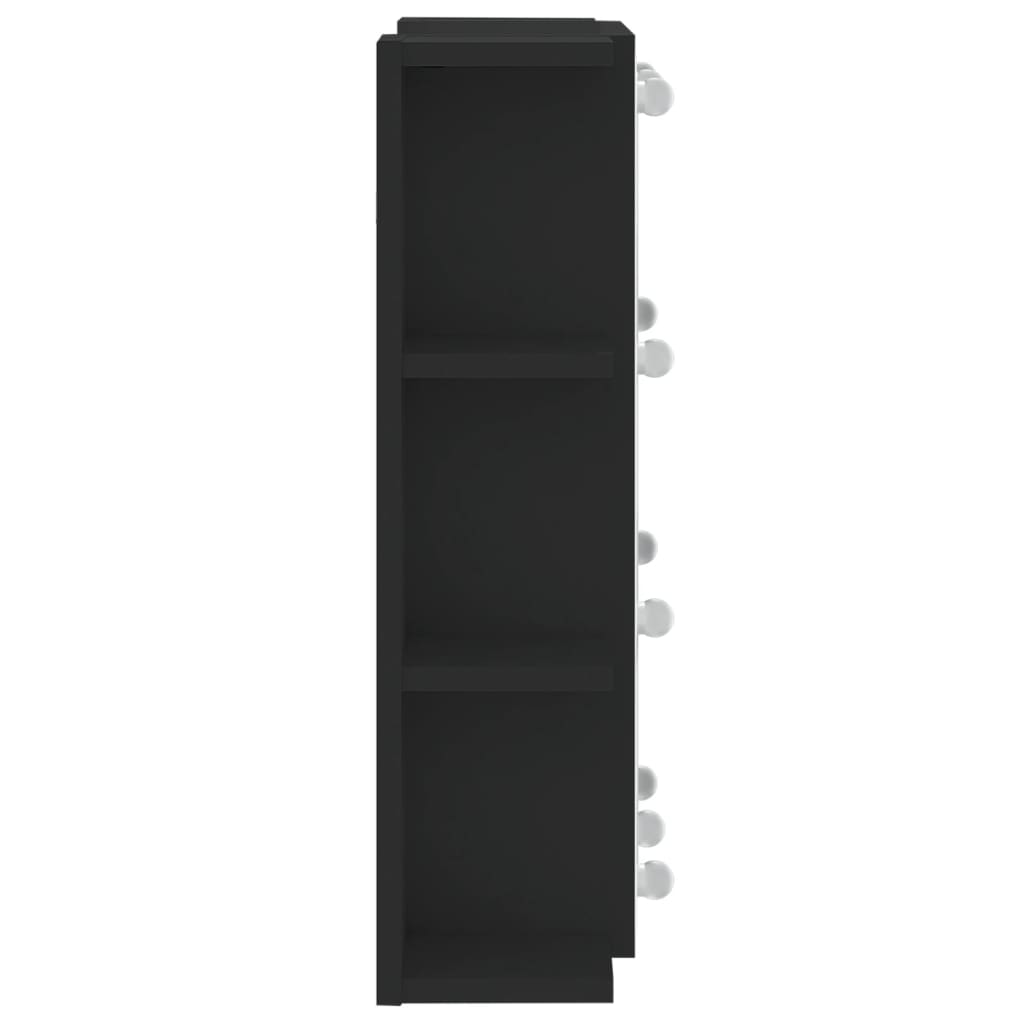 vidaXL Dulap cu oglindă și LED, negru, 70x16,5x60 cm