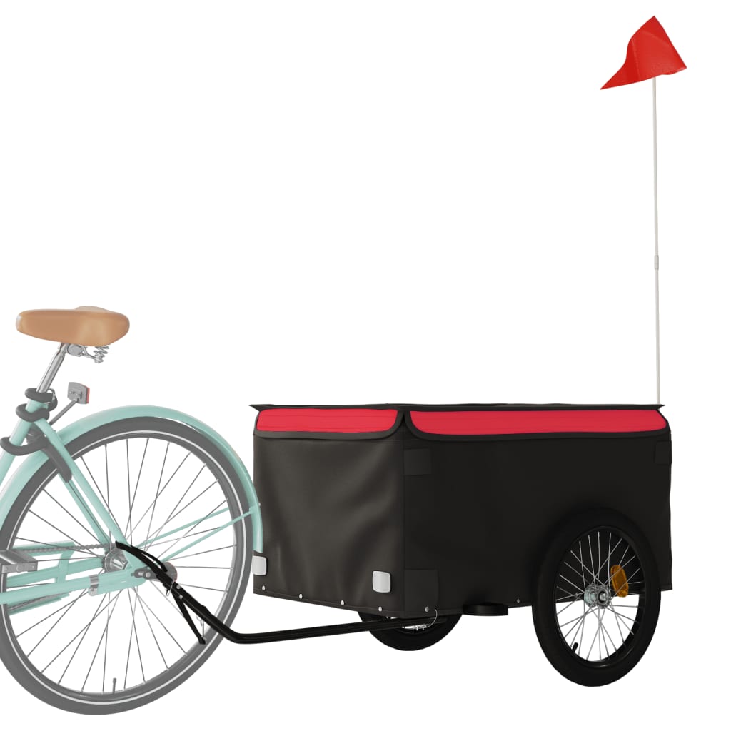 vidaXL Remorcă pentru biciclete, negru și roșu, 45 kg, fier