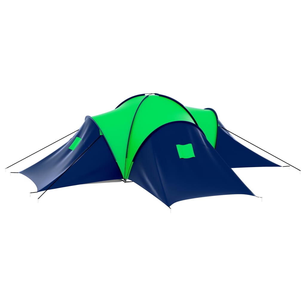 vidaXL Cort camping din material textil, 9 persoane, albastru și verde