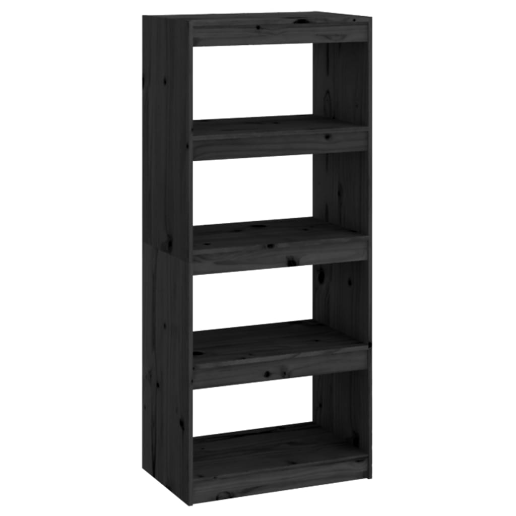 vidaXL Bibliotecă/Separator cameră negru 60x30x135,5 cm lemn masiv pin