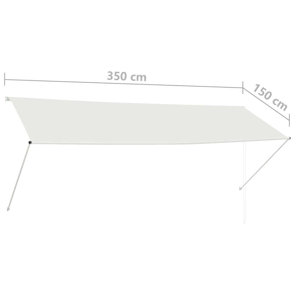 vidaXL Copertină retractabilă, crem, 350 x 150 cm
