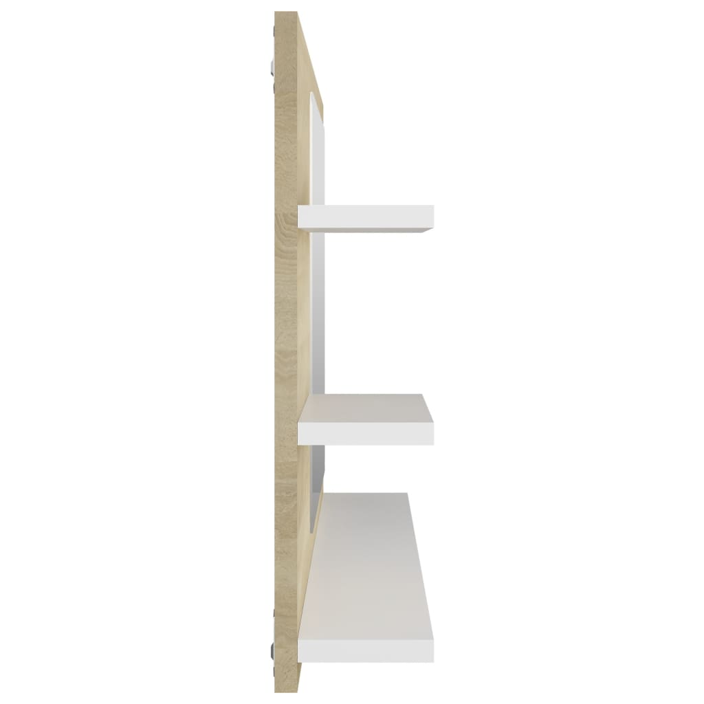 vidaXL Oglindă de baie, alb/stejar Sonoma, 90 x 10,5 x 45 cm, PAL