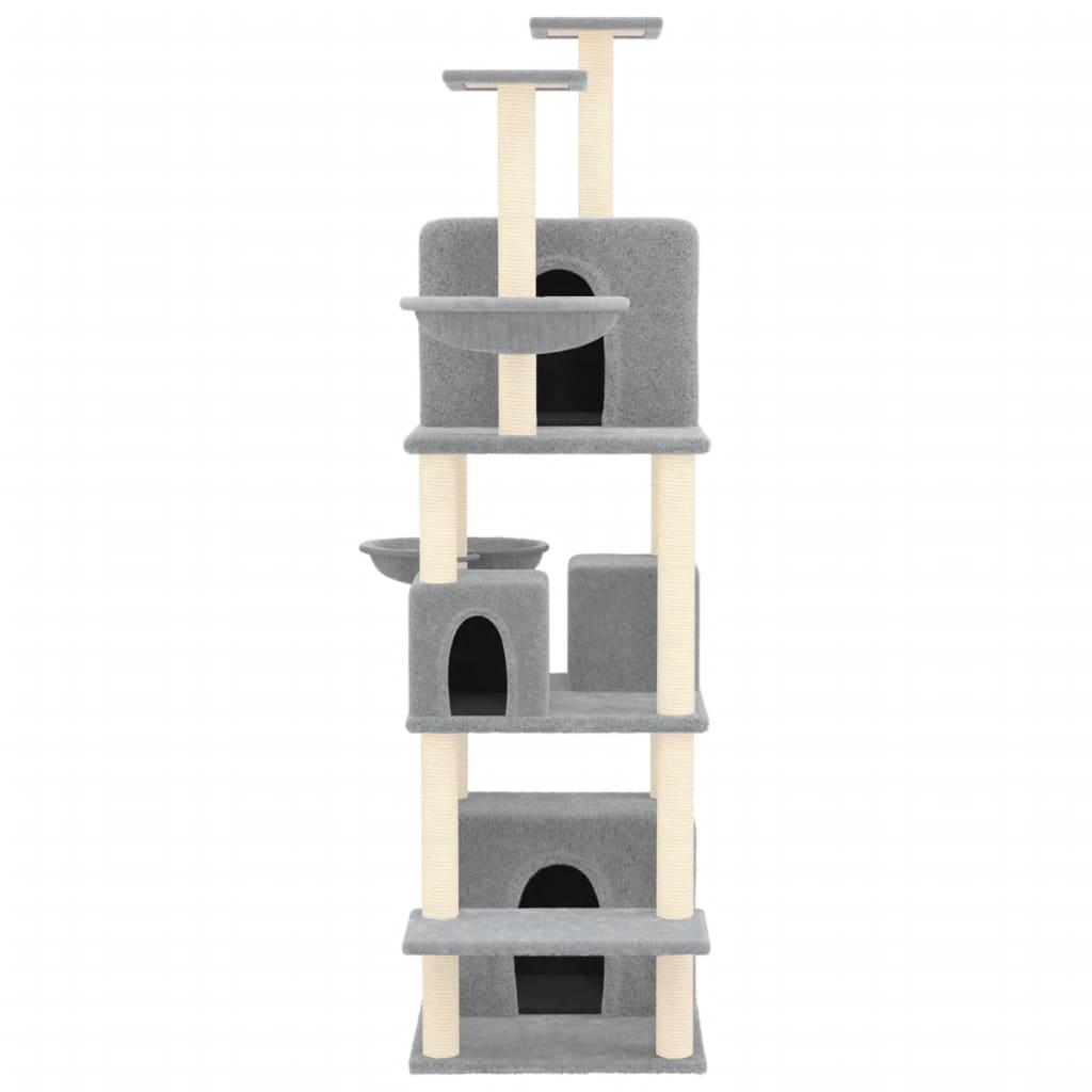 vidaXL Ansamblu de pisici, stâlpi din funie sisal, gri deschis, 180 cm